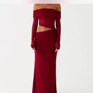 Peppermayo Off-Shoulder Red Maxi Dress